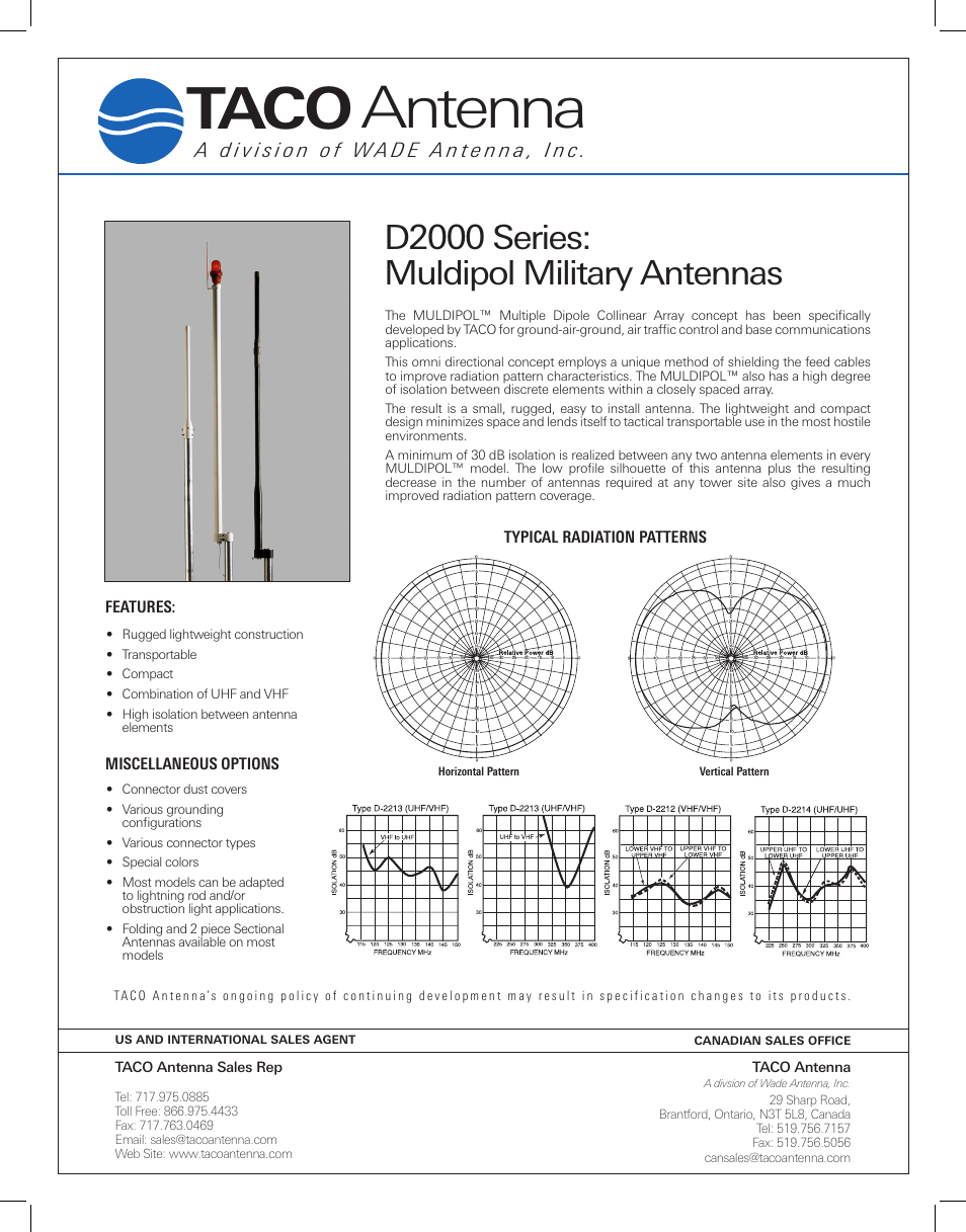 Wade Antenna D2000 Series User Manual | 3 pages