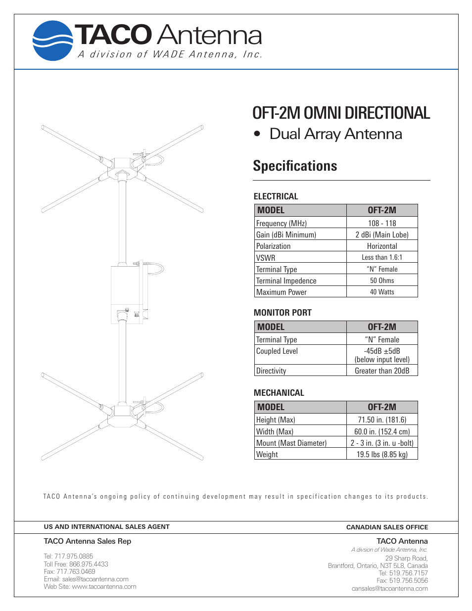 Wade Antenna OFT-2M User Manual | 4 pages