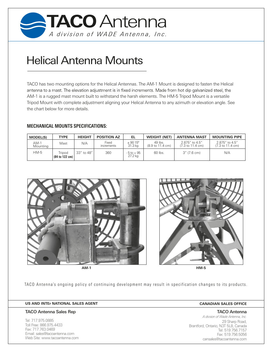 Wade Antenna Helical Mounts HM-5 User Manual | 1 page