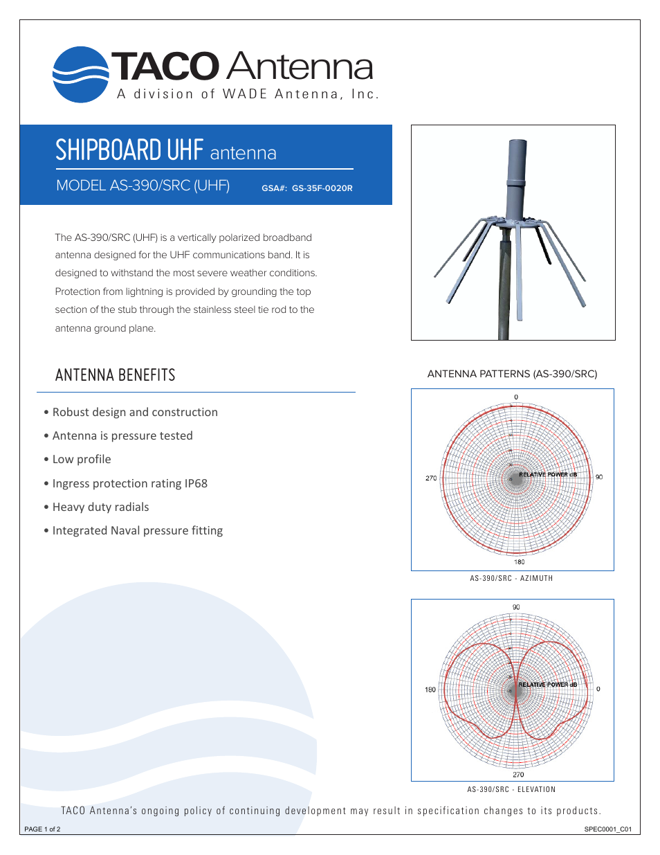 Wade Antenna AS-390_SRC (UHF) User Manual | 2 pages