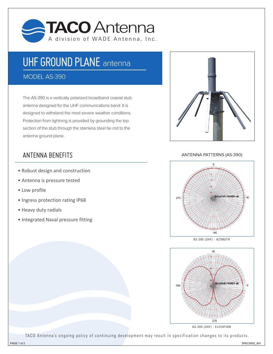 Wade Antenna AS-390 User Manual | 2 pages