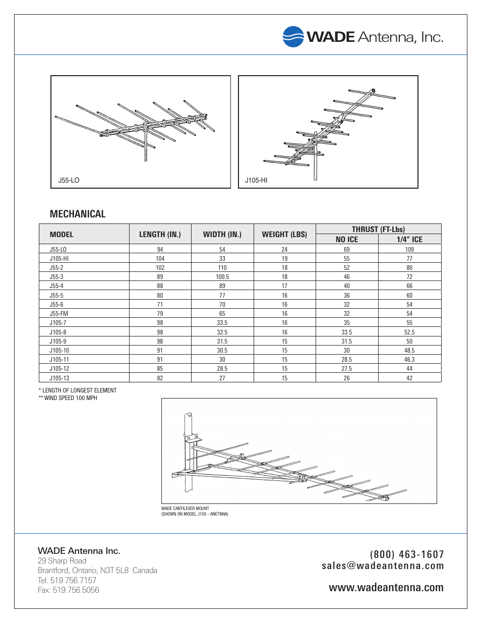 Wade antenna, inc, Mechanical, Wade antenna inc | Wade Antenna J-Series User Manual | Page 2 / 2