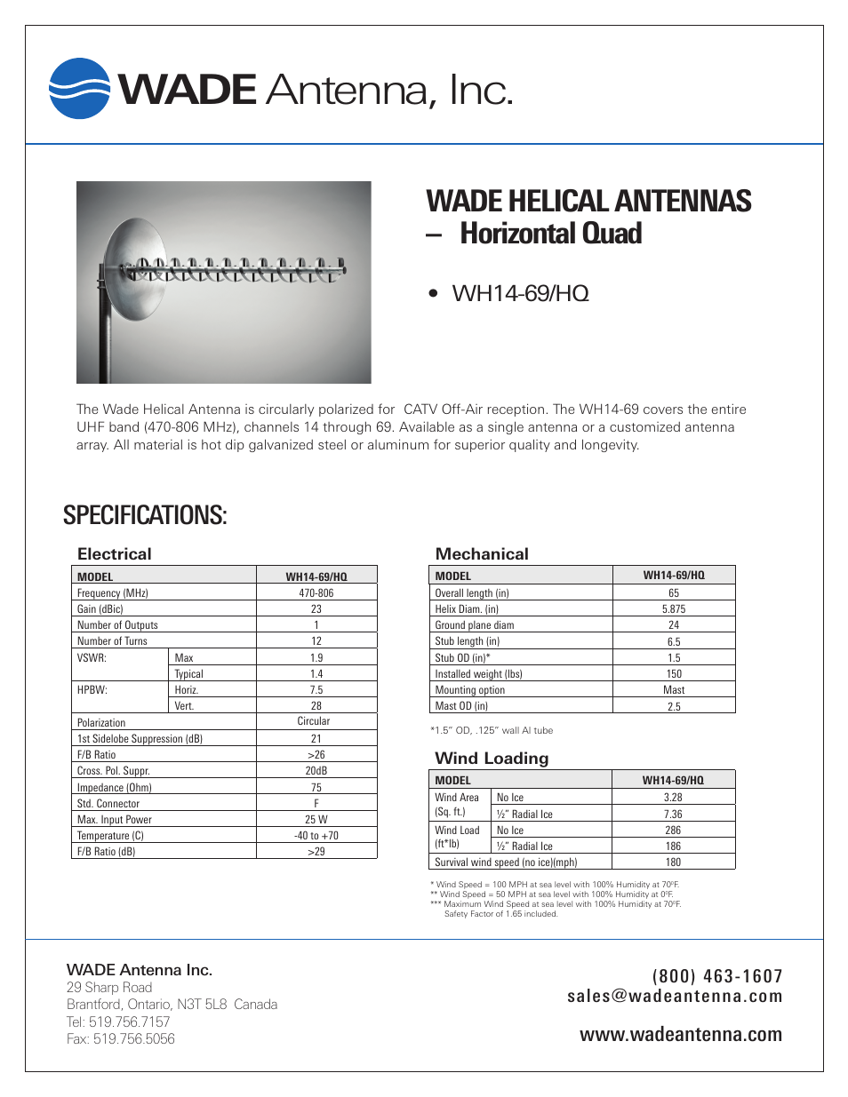 Wade Antenna WH14-69_HQ User Manual | 1 page