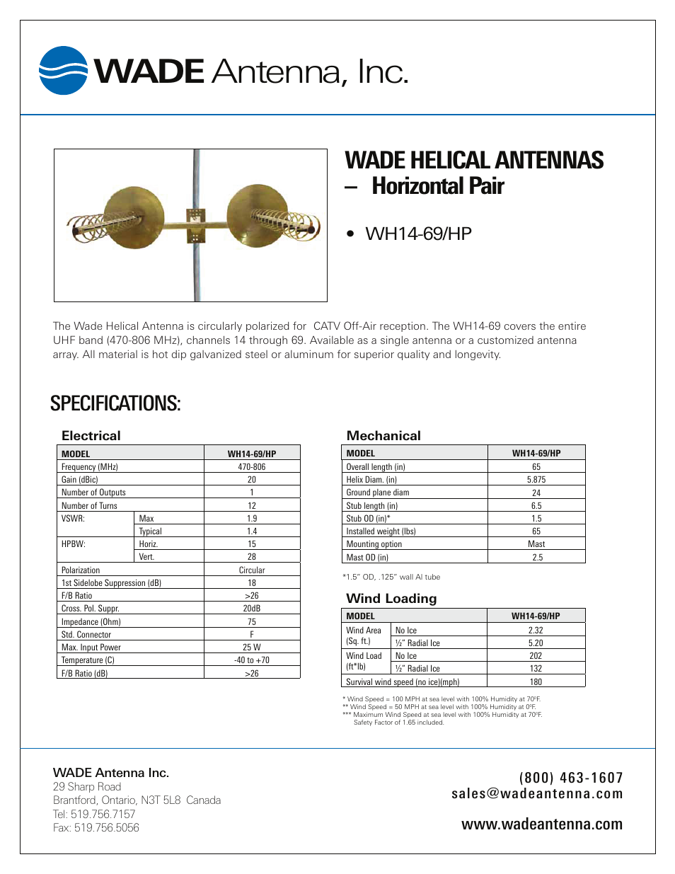 Wade Antenna WH14-69_HP User Manual | 1 page