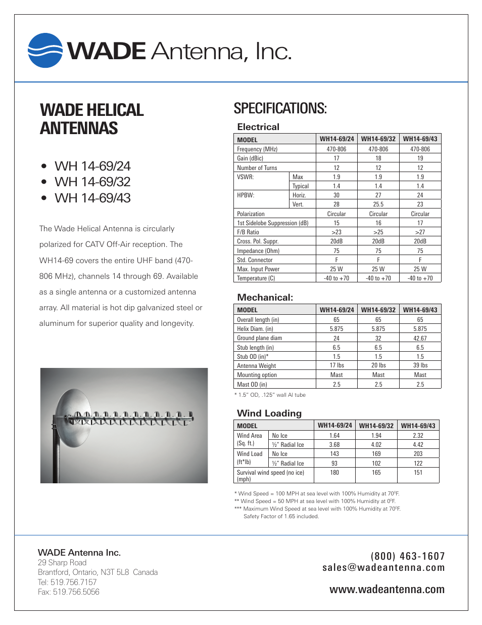 Wade Antenna WH14-69_43 User Manual | 1 page