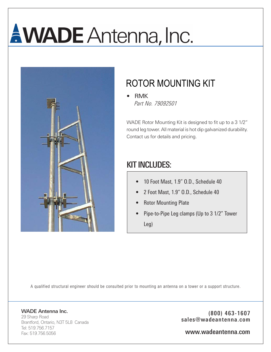 Wade Antenna RMK (79092501) User Manual | 1 page