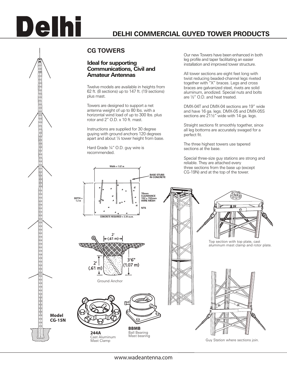 Wade Antenna CG Towers User Manual | 3 pages