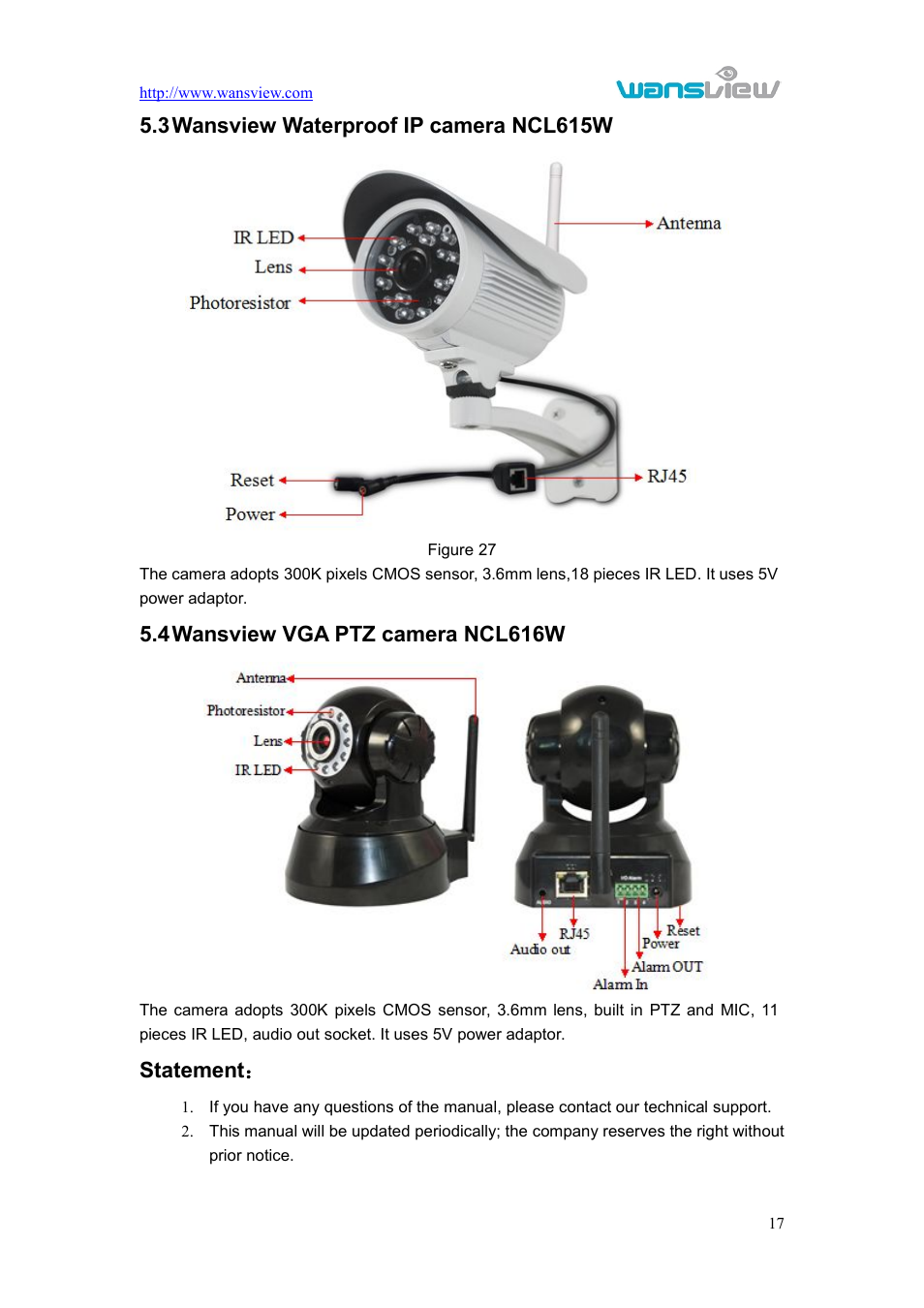 Wansviewwaterproofipcamerancl615w, Wansviewvgaptzcamerancl616w, Ansview | Aterproof, Camera, Ncl615w, Vga ptz, Ncl616w, 3wansview waterproof ip camera ncl615w, 4wansview vga ptz camera ncl616w | WansView NCL615W User Manual | Page 18 / 18