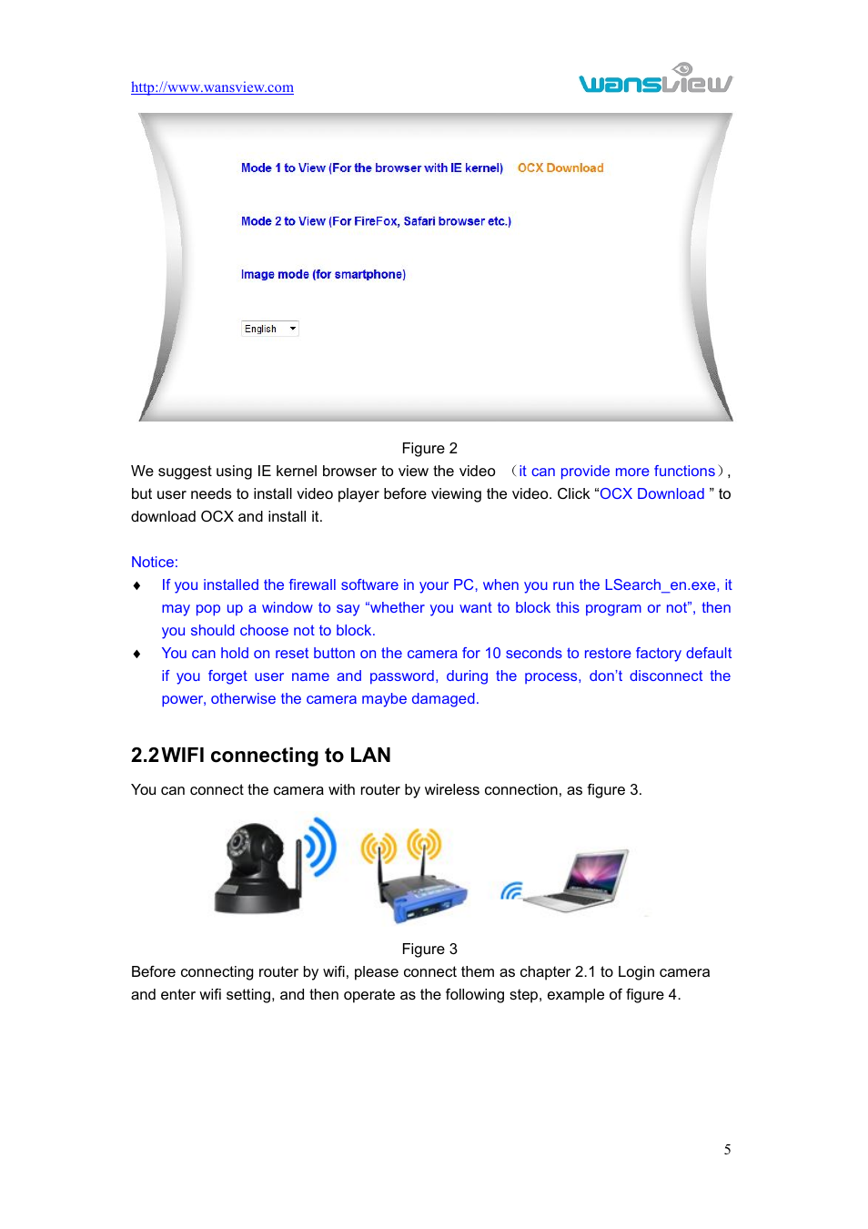 Wificonnectingtolan, 2 wifi, Connecting to | 2wifi connecting to lan | WansView NCL615W User Manual | Page 6 / 18