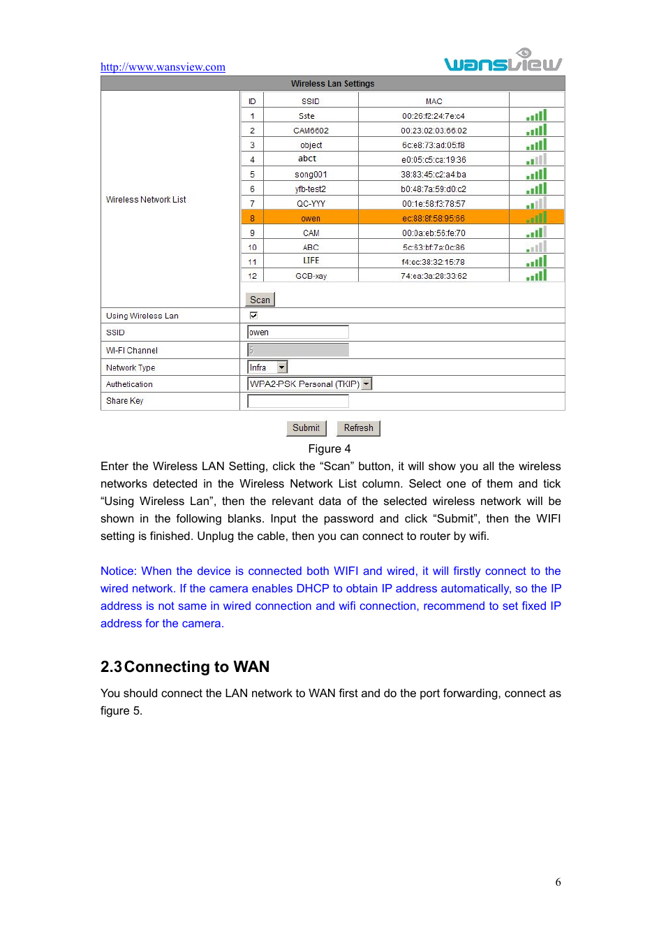 Connectingtowan, Onnecting to, 3connecting to wan | WansView NCL615W User Manual | Page 7 / 18