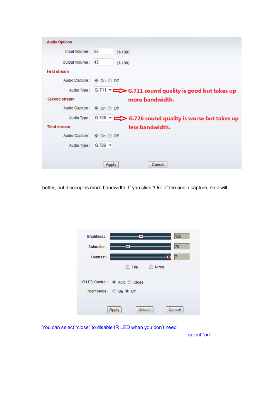 Audio parameters, Image parameters | WansView NCM628W User Manual | Page 14 / 31