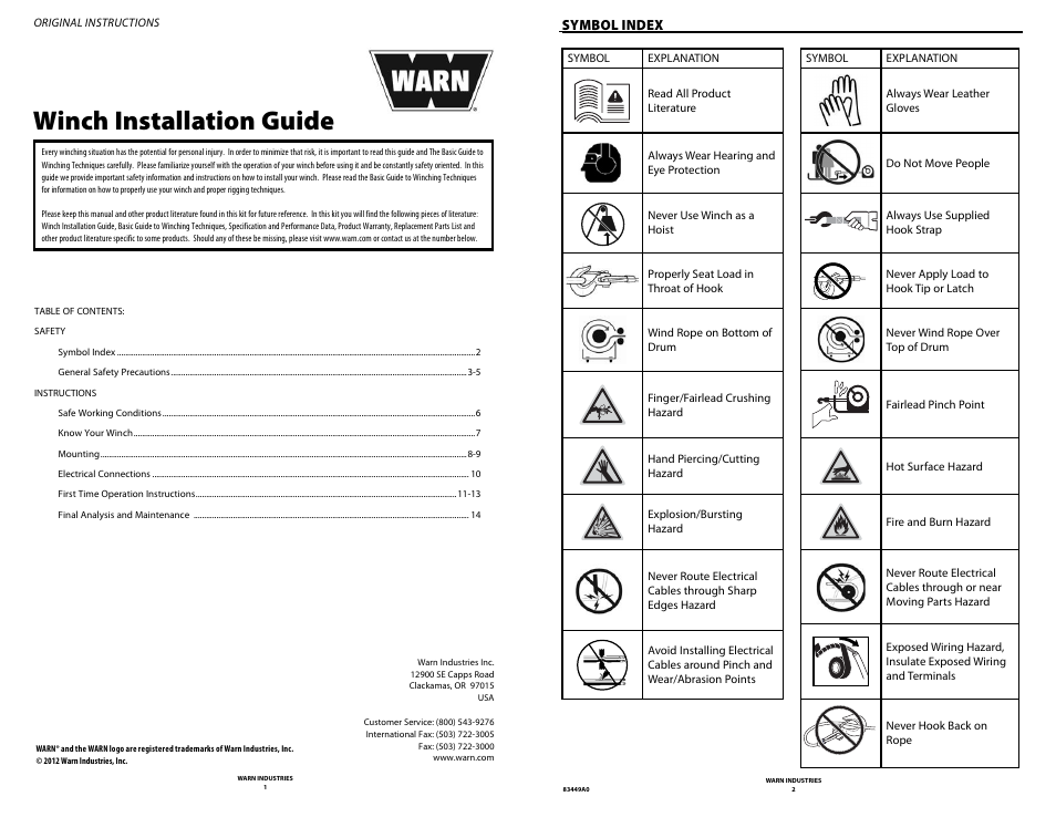 WARN ZEON 12 User Manual | 36 pages