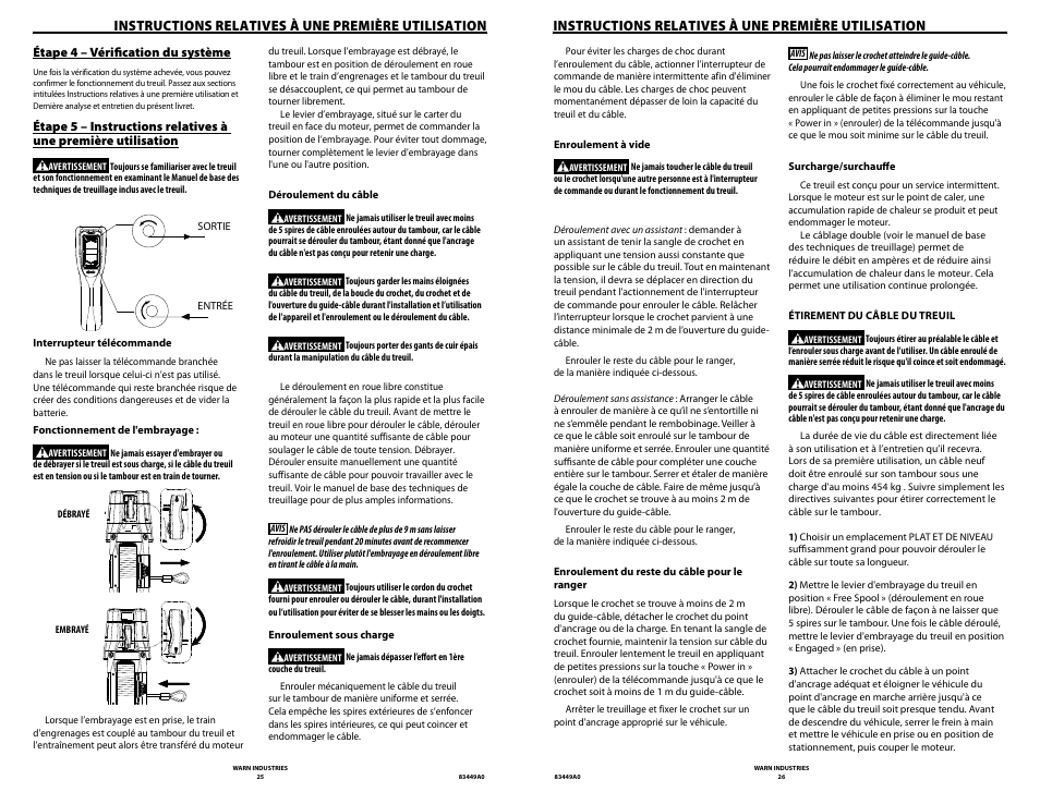 Instructions relatives à une première utilisation | WARN ZEON 12 User Manual | Page 13 / 36