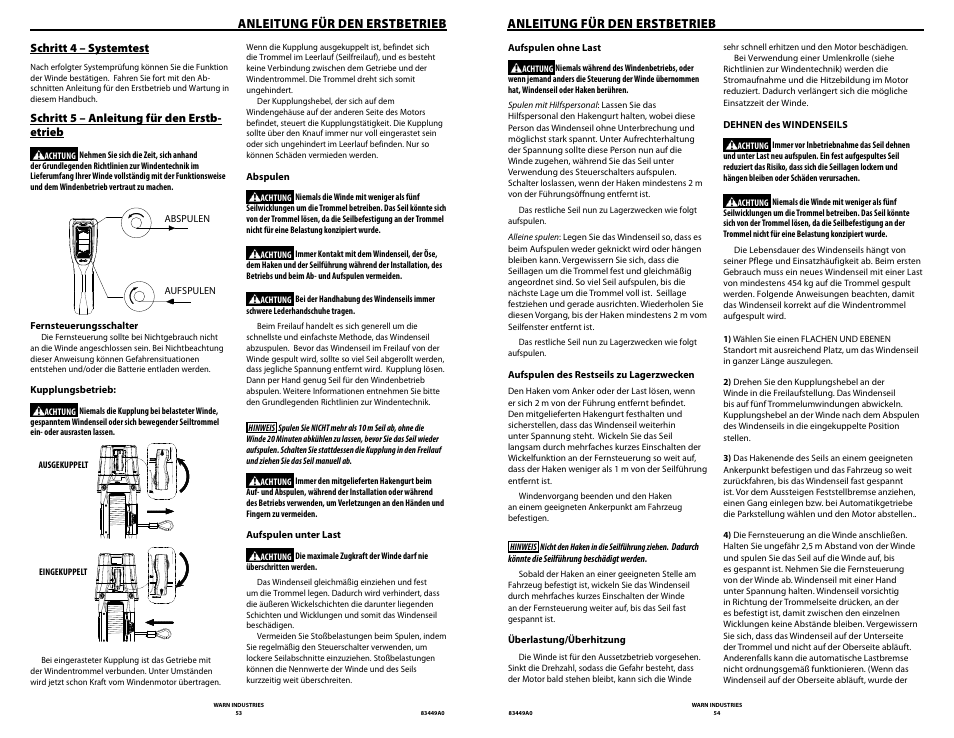 Anleitung für den erstbetrieb | WARN ZEON 12 User Manual | Page 27 / 36