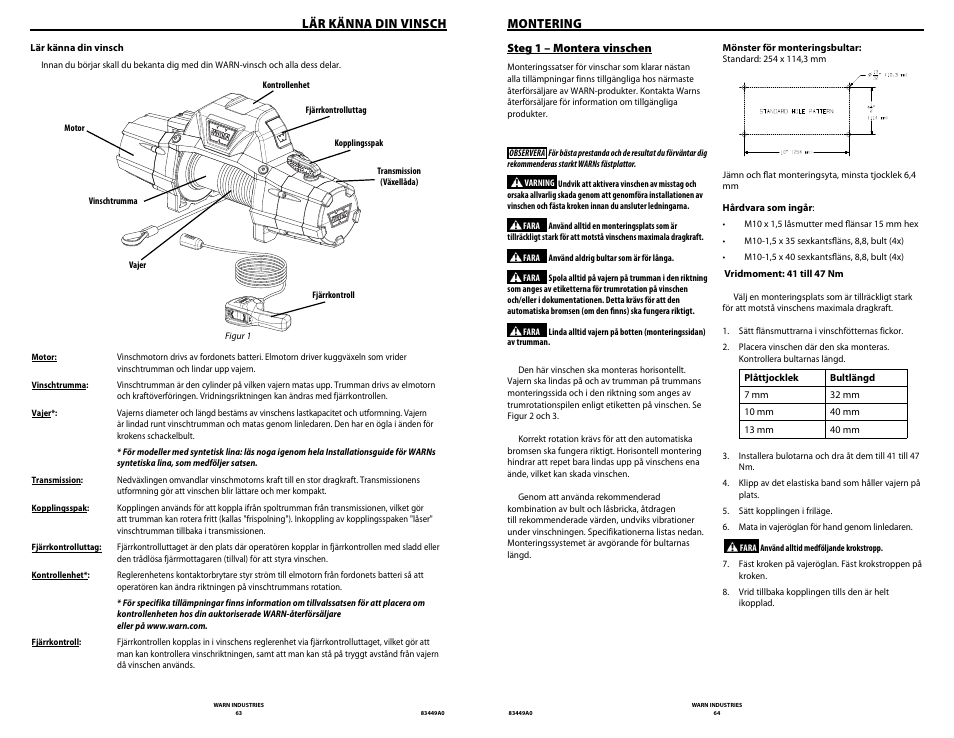 Lär känna din vinsch, Montering | WARN ZEON 12 User Manual | Page 32 / 36