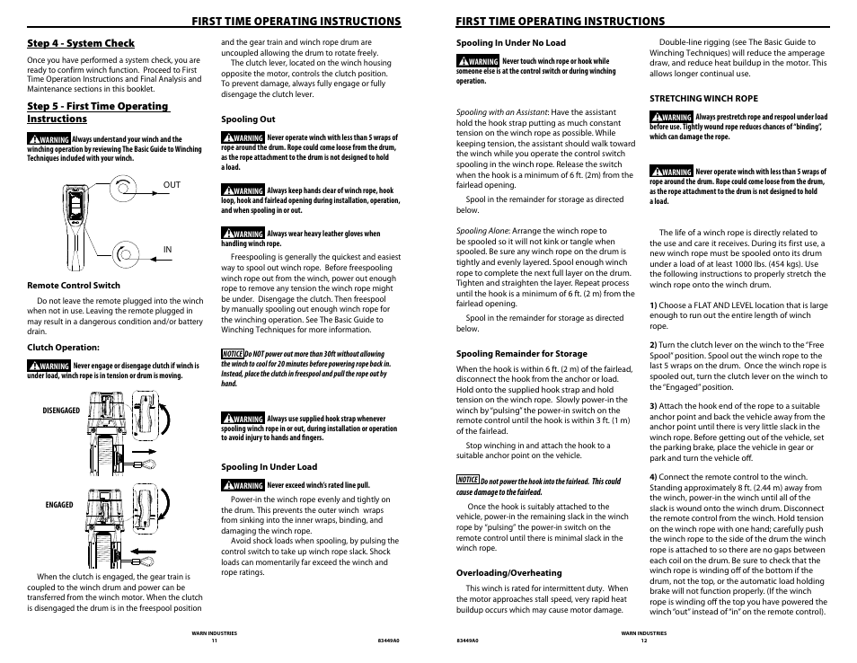 First time operating instructions | WARN ZEON 12 User Manual | Page 6 / 36