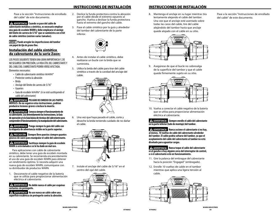 Instrucciones de instalación | WARN ZEON 8-S Synthetic Rope User Manual | Page 15 / 50