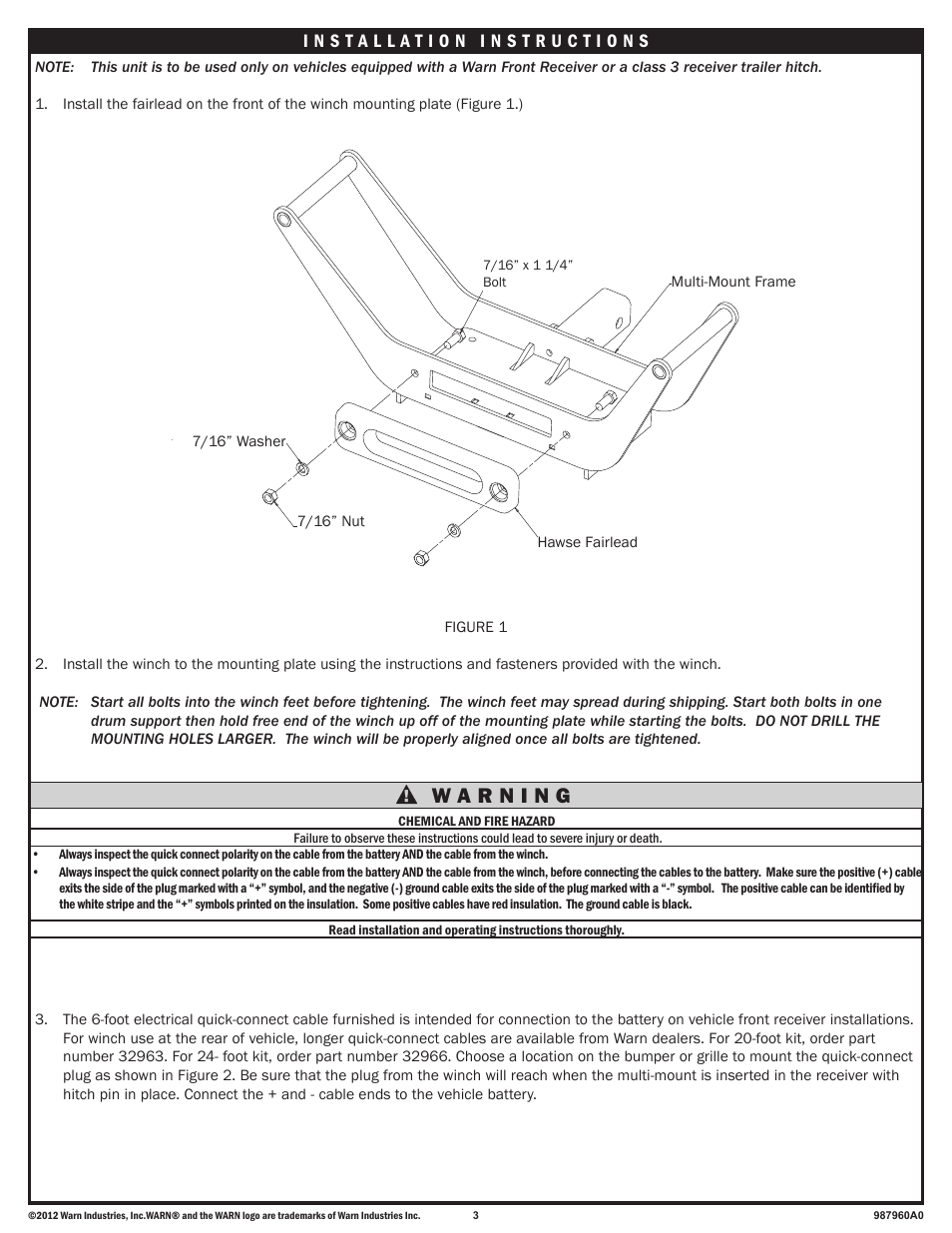 WARN ZEON 10-S Multi-Mount User Manual | Page 3 / 12