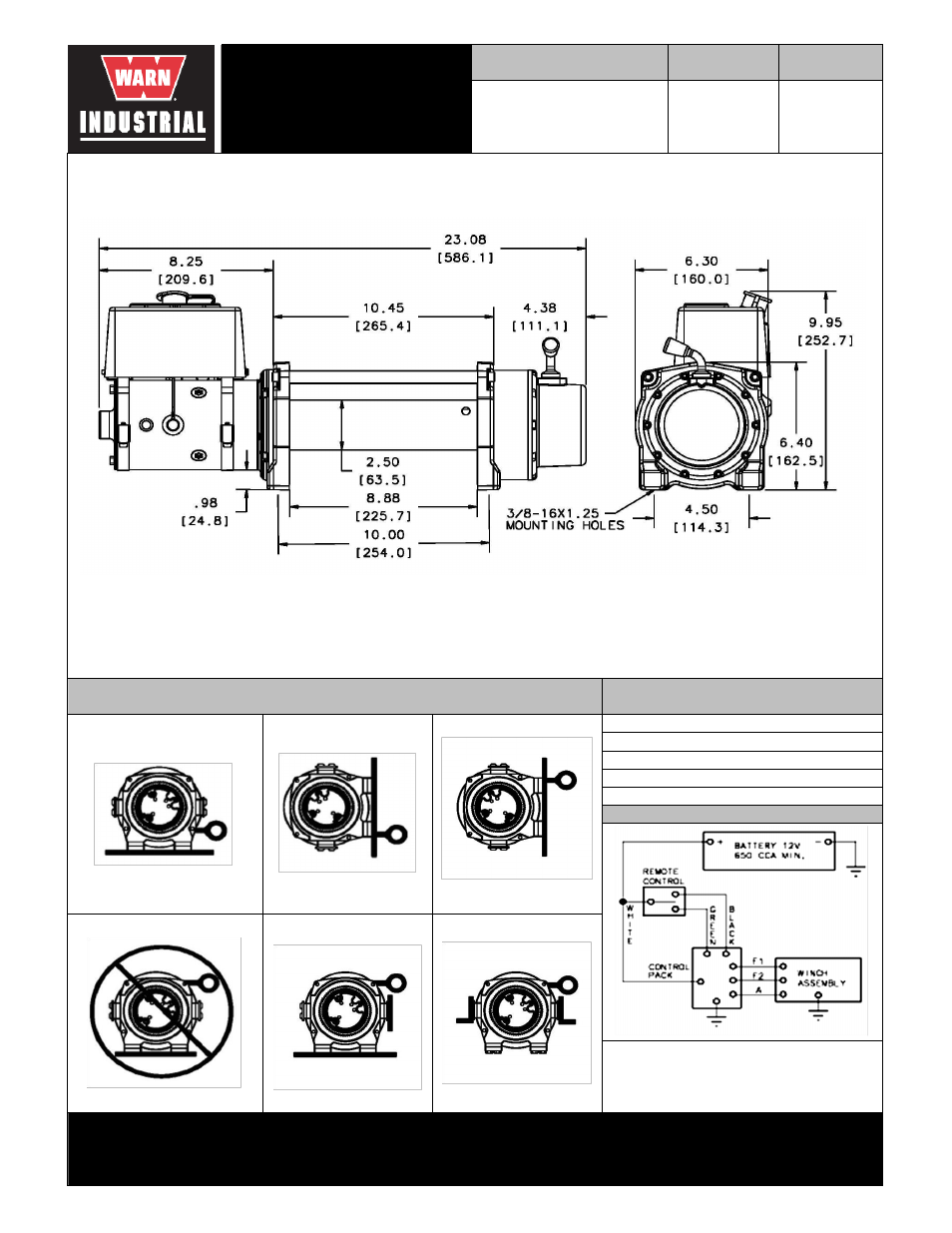 Warn industrial winch | WARN Severe Duty 9L 63123 User Manual | Page 2 / 2