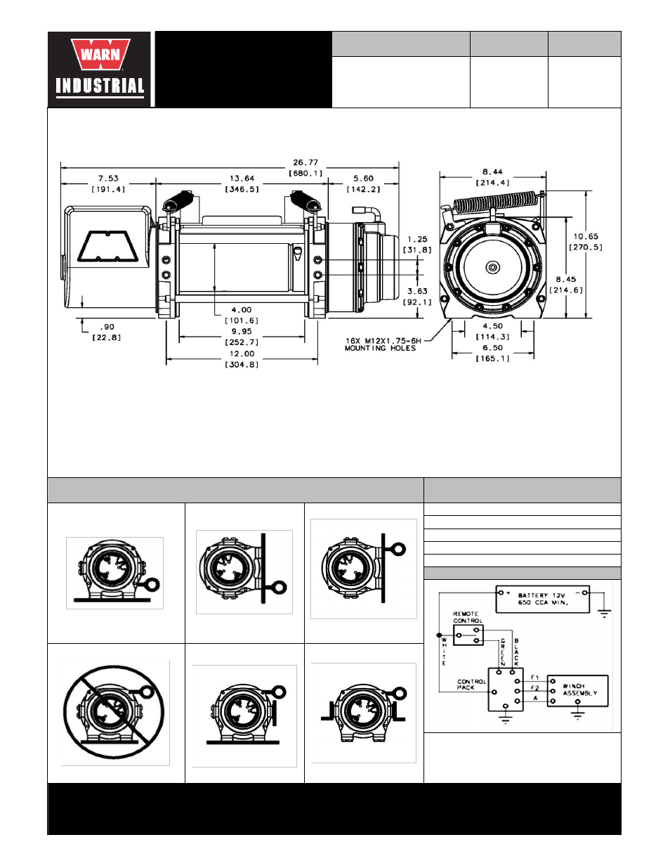 Warn industrial winch | WARN Severe Duty 18 User Manual | Page 2 / 2