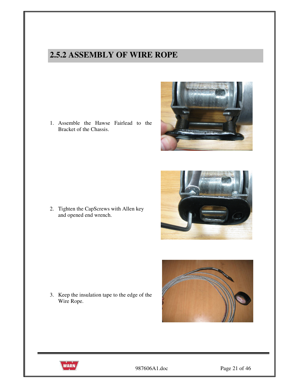2 assembly of wire rope | WARN PullzAll SERVICE GUIDE 885005 & 885006 User Manual | Page 21 / 46