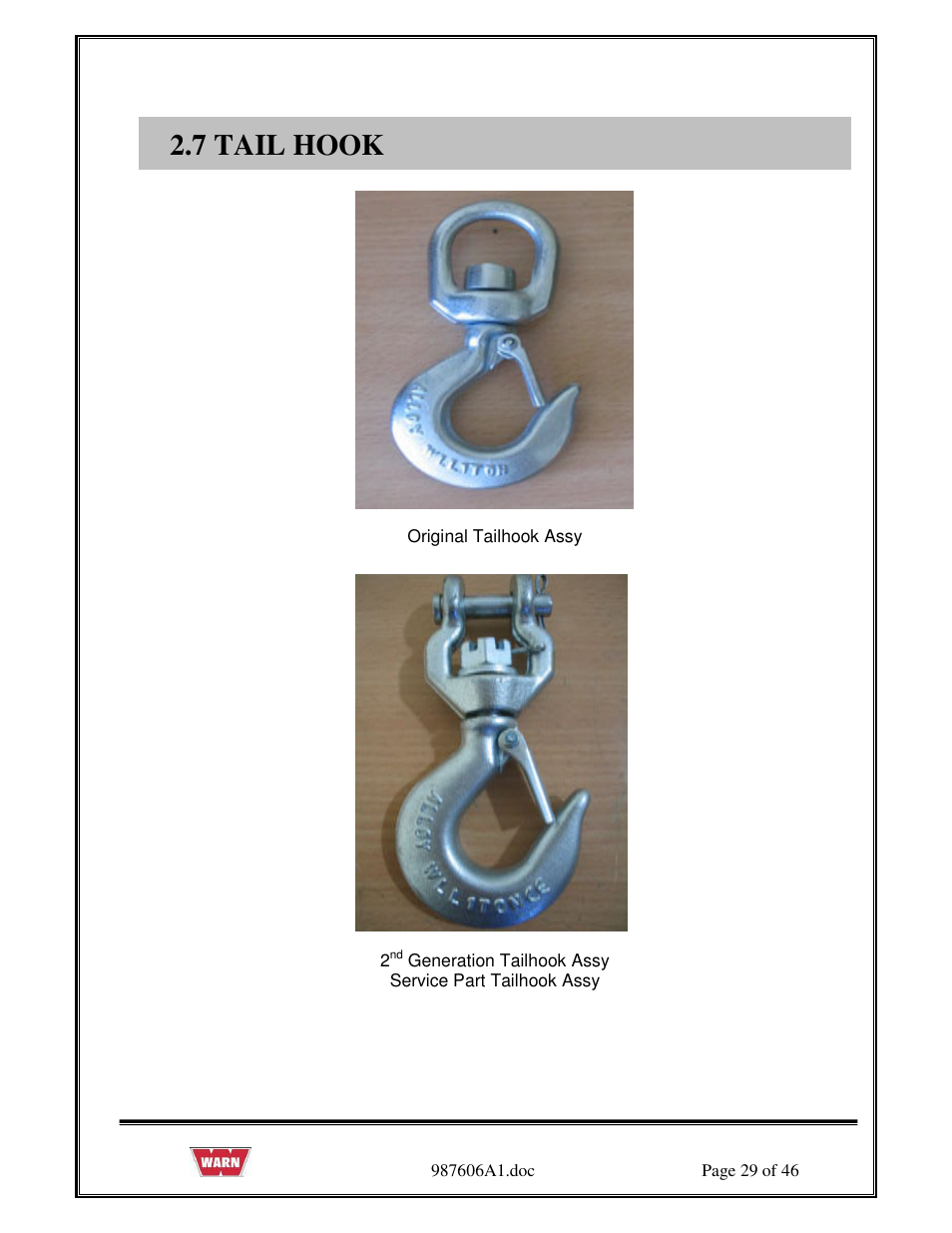 7 tail hook | WARN PullzAll SERVICE GUIDE 885005 & 885006 User Manual | Page 29 / 46