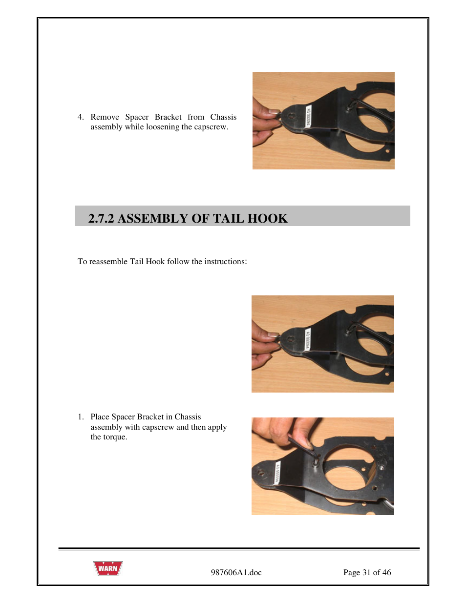 2 assembly of tail hook | WARN PullzAll SERVICE GUIDE 885005 & 885006 User Manual | Page 31 / 46