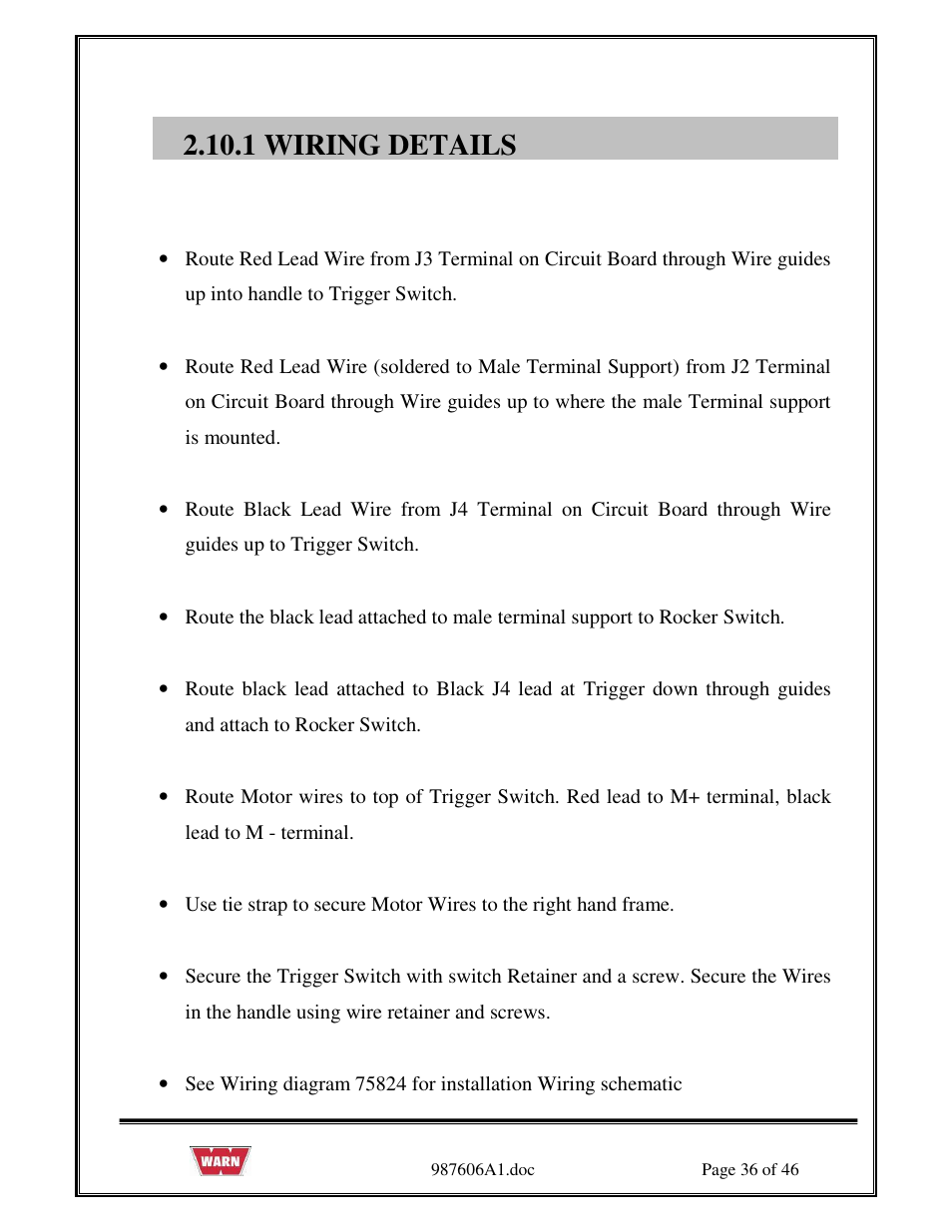 1 wiring details | WARN PullzAll SERVICE GUIDE 885005 & 885006 User Manual | Page 36 / 46