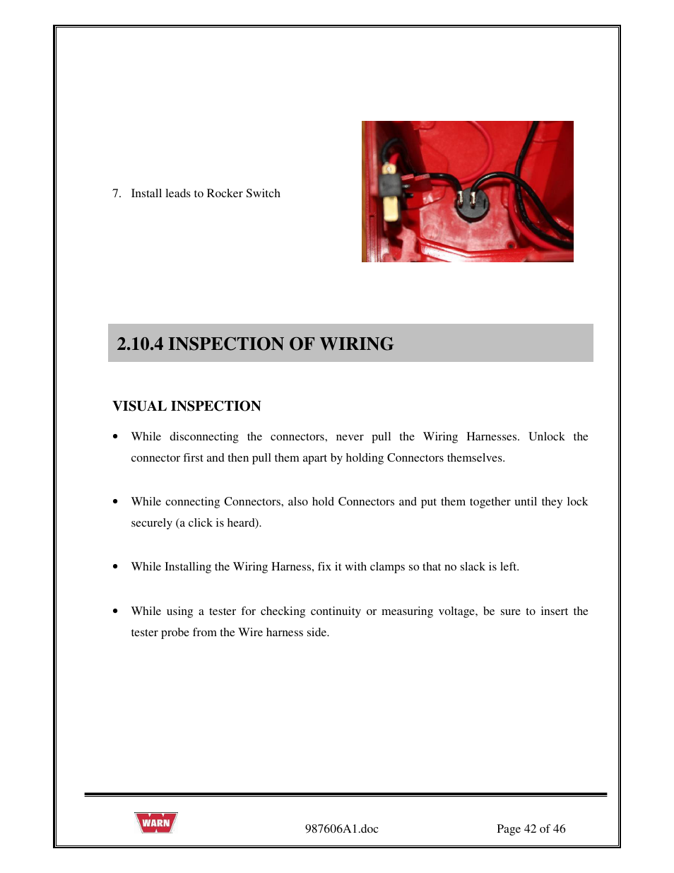 4 inspection of wiring | WARN PullzAll SERVICE GUIDE 885005 & 885006 User Manual | Page 42 / 46