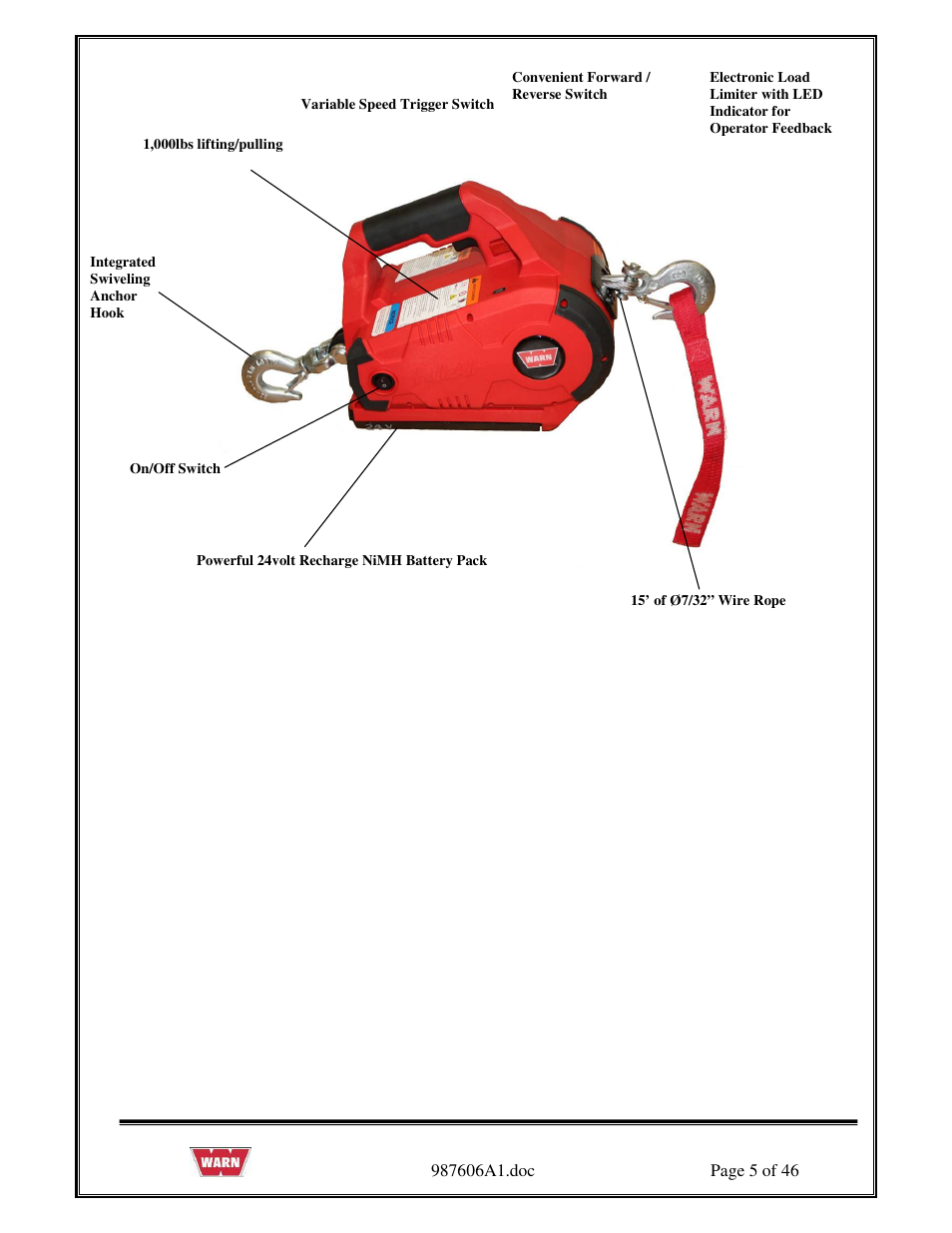 WARN PullzAll SERVICE GUIDE 885005 & 885006 User Manual | Page 5 / 46