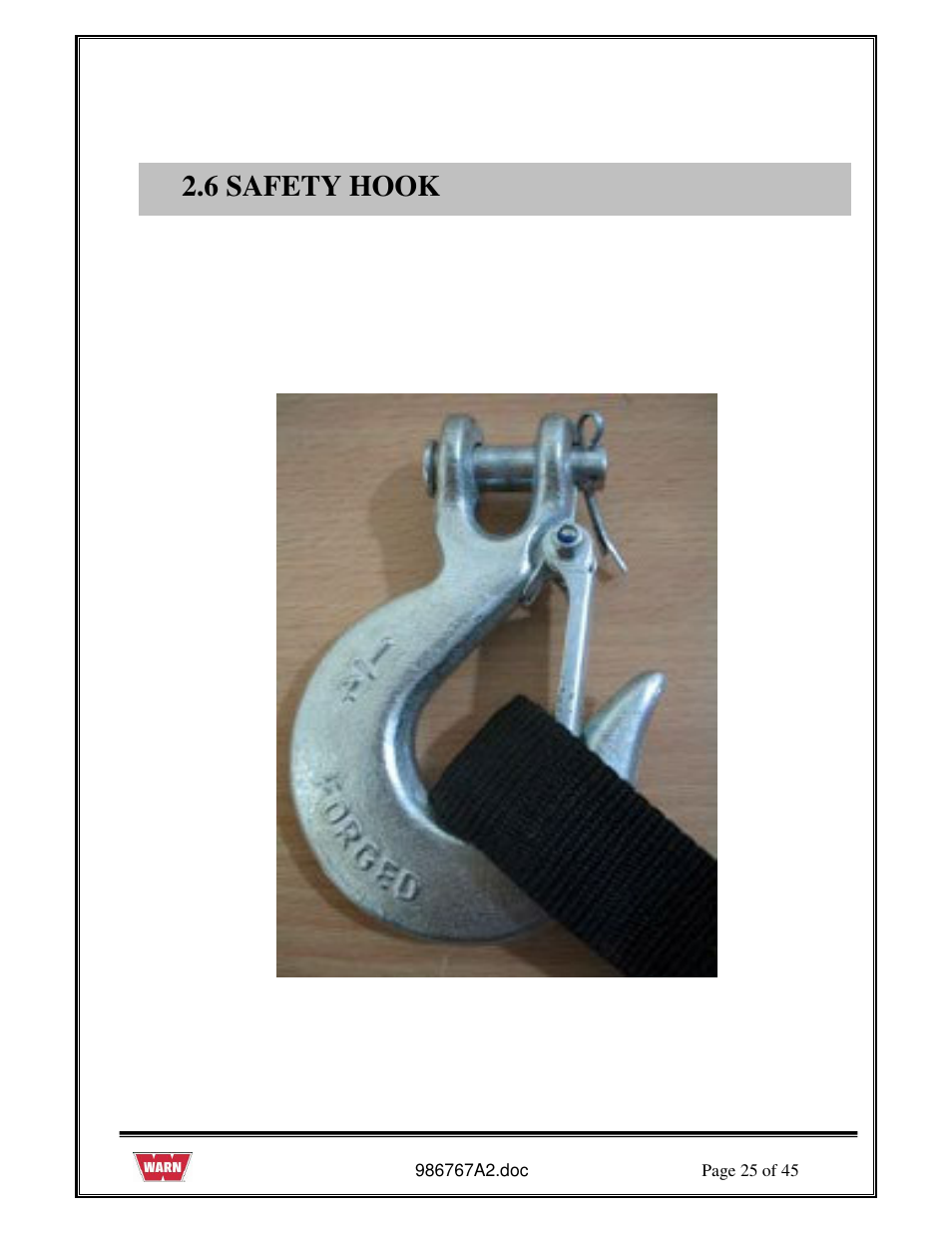 6 safety hook | WARN PullzAll SERVICE GUIDE 685005, 685006 & 685007 User Manual | Page 25 / 45