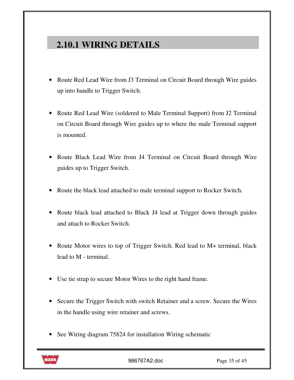 1 wiring details | WARN PullzAll SERVICE GUIDE 685005, 685006 & 685007 User Manual | Page 35 / 45