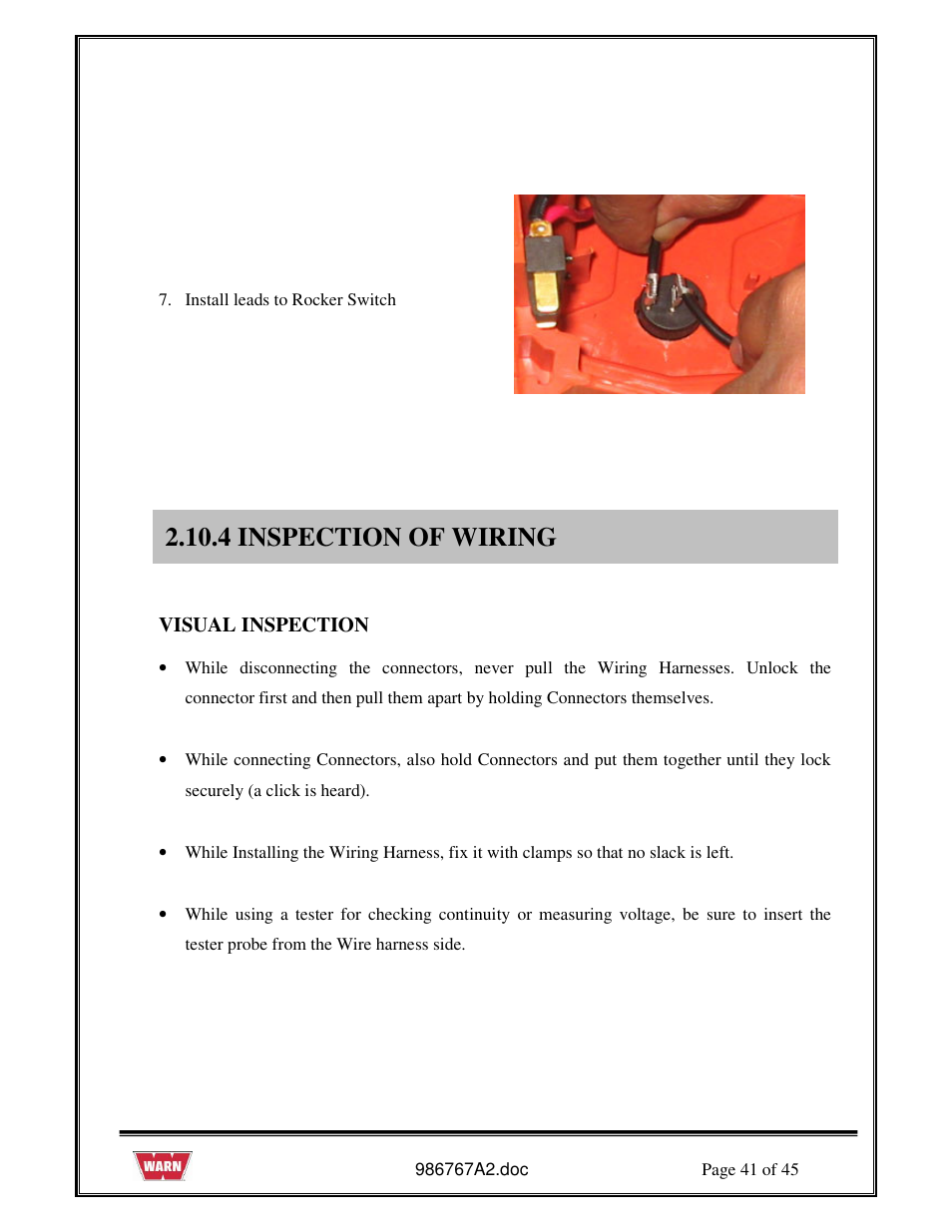 4 inspection of wiring | WARN PullzAll SERVICE GUIDE 685005, 685006 & 685007 User Manual | Page 41 / 45