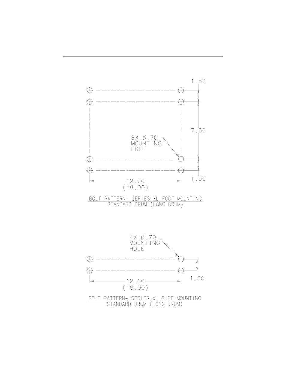 Mounting bolt patterns | WARN 30XL Series User Manual | Page 6 / 16