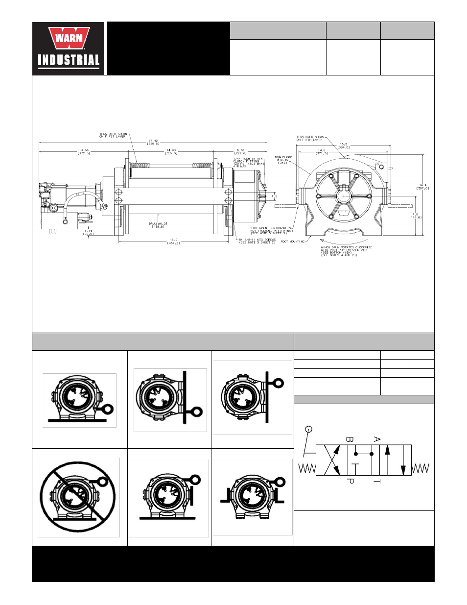 Warn industrial winch, Series 30xl-lp hydraulic winch air clutch, Motor type | Model, Warn industries, inc industrial products | WARN 30XL-LP 81617 User Manual | Page 2 / 2