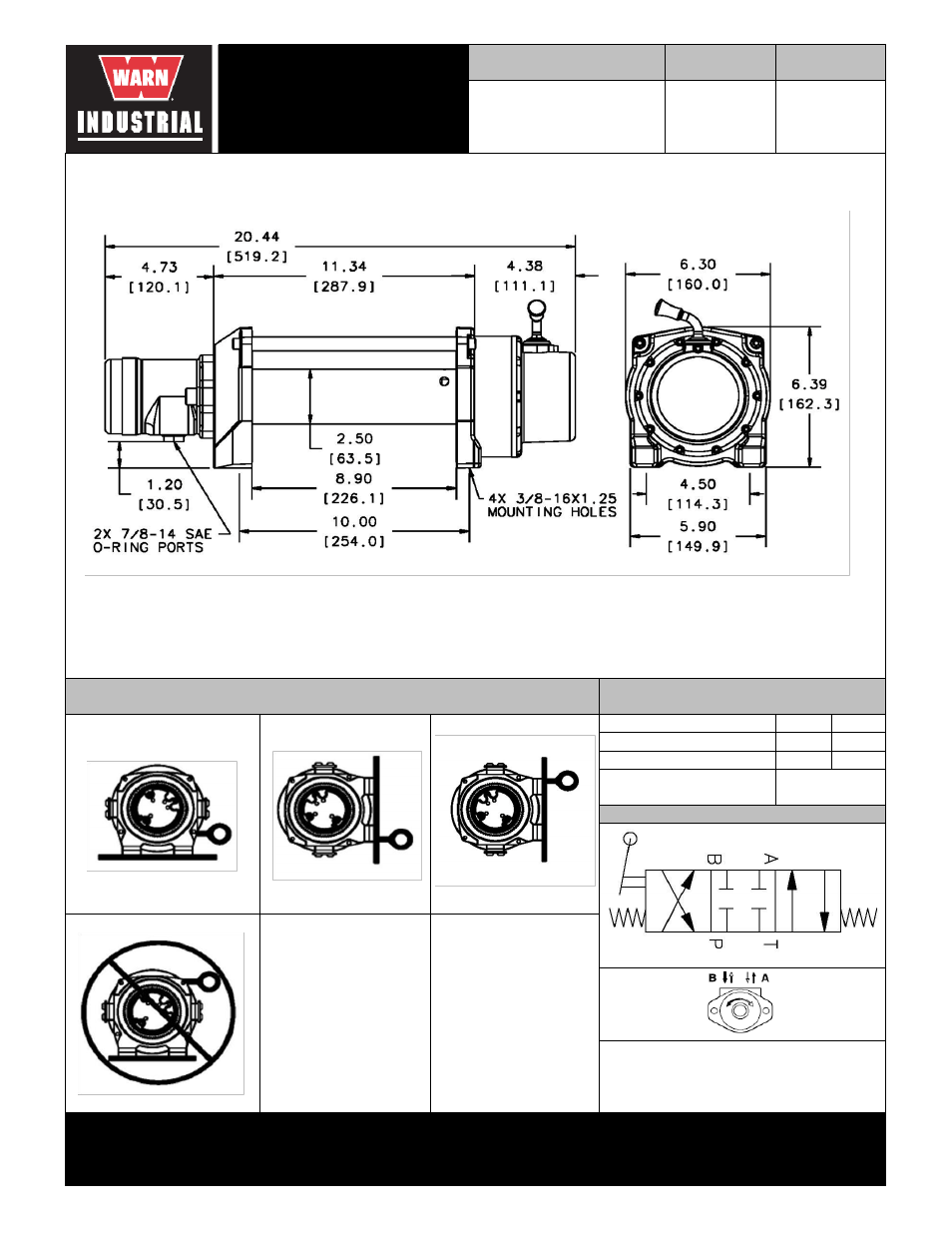 Warn industrial winch, Series 6-a-30 hydraulic winch manual clutch, Warn industries, inc industrial products | WARN 6 Series Hydraulic (Anti-clockwise) User Manual | Page 2 / 2
