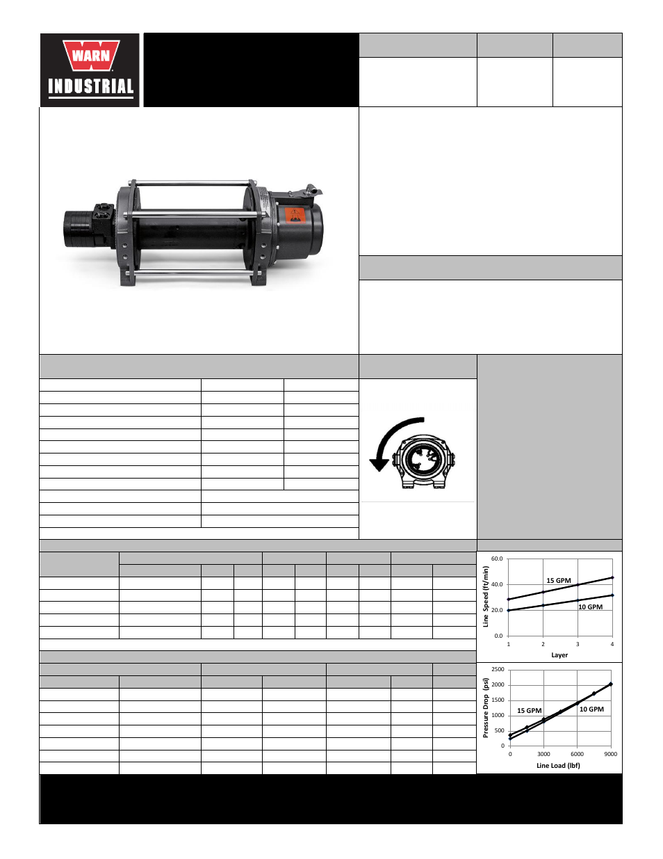 WARN 9 Series Hydraulic (Anti-clockwise, 4.9 cu in motor) User Manual | 2 pages