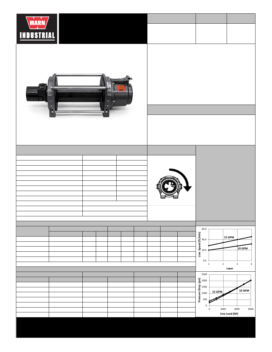 WARN 9 Series Hydraulic (Clockwise, 4.9 cu in motor) User Manual | 2 pages