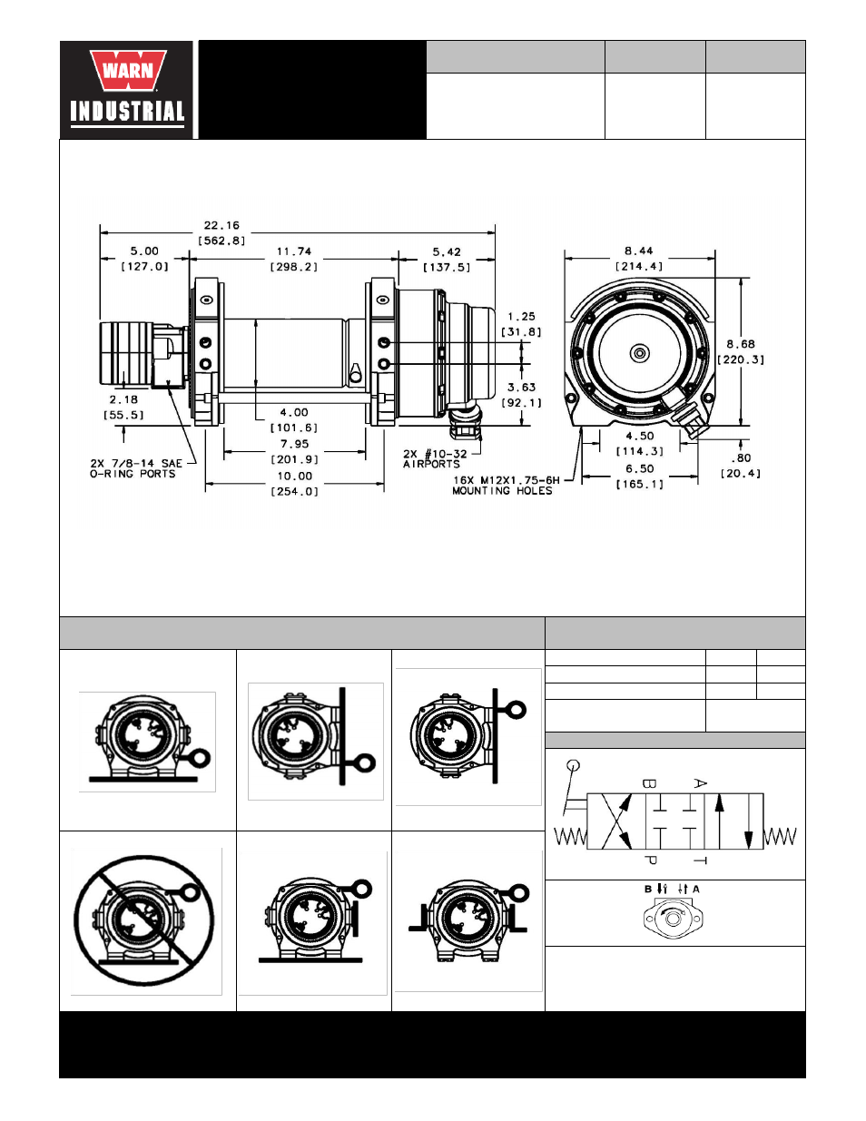 Warn industrial winch, Series 12-c-50 hydraulic winch air clutch, Warn industries, inc industrial products | WARN 12 Series Hydraulic Round Top User Manual | Page 2 / 2