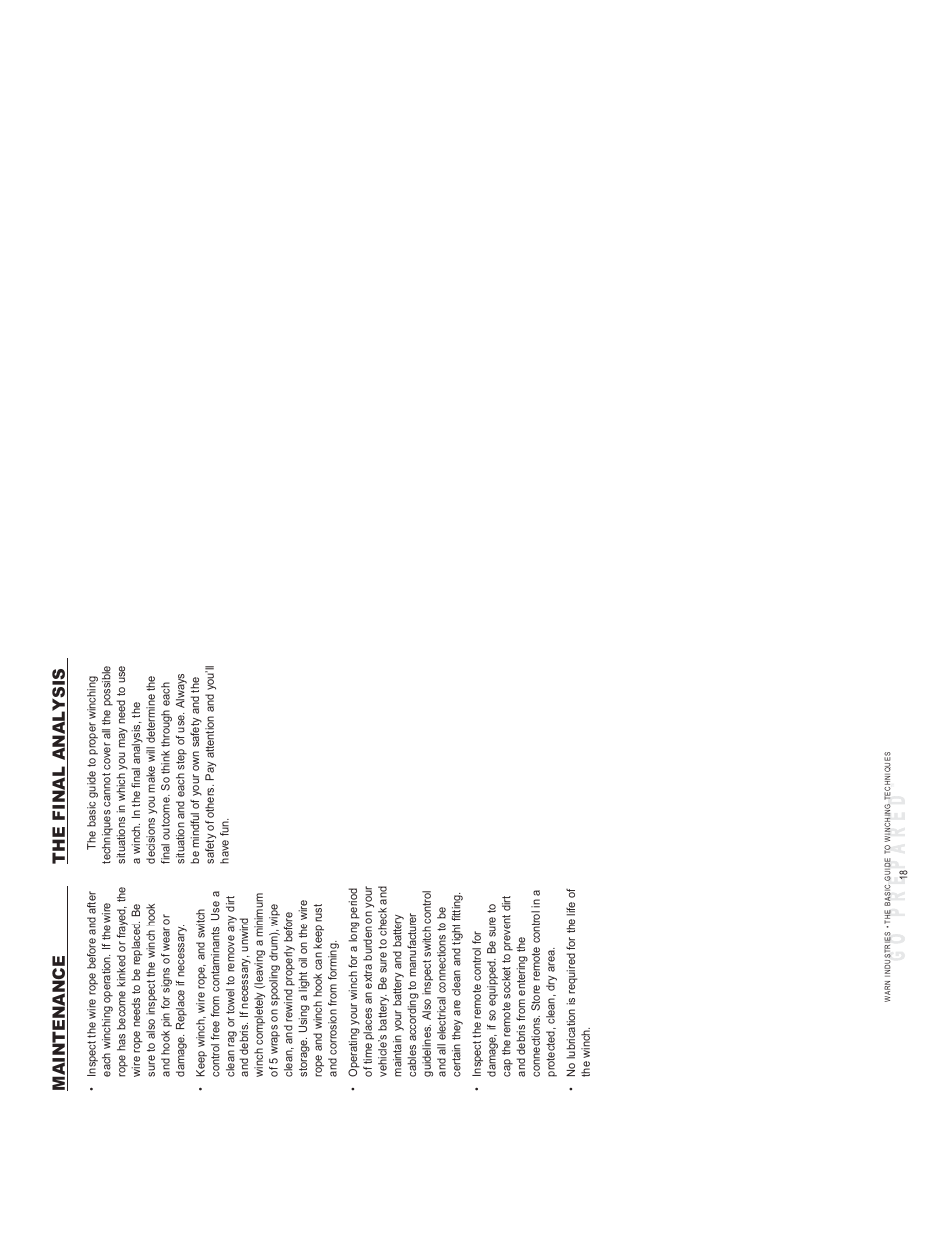 Maintenance the final analysis | WARN SNATCH BLOCK User Manual | Page 10 / 30