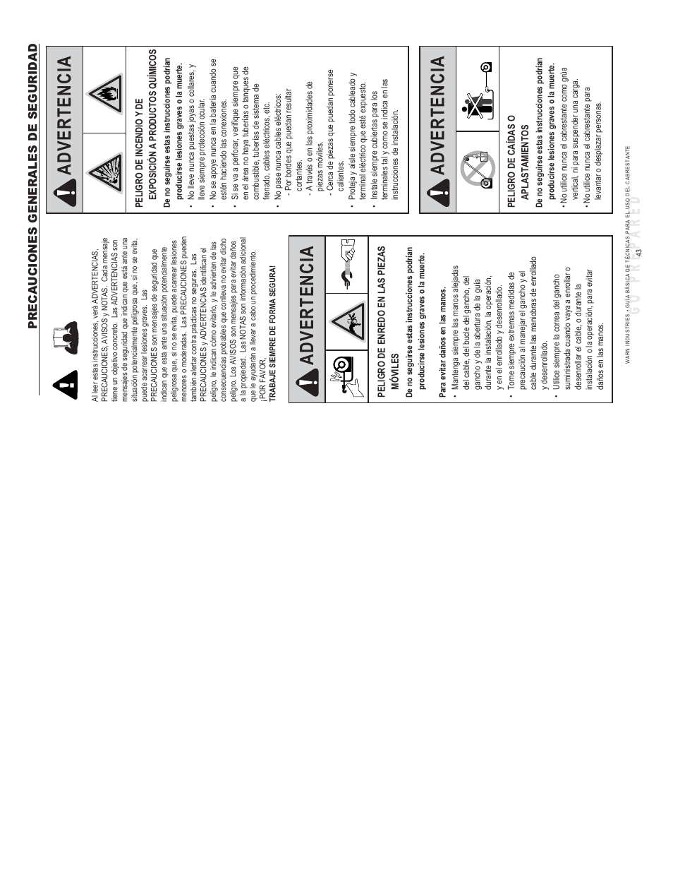 Advertencia, Precauciones generales de seguridad | WARN SNATCH BLOCK User Manual | Page 22 / 30
