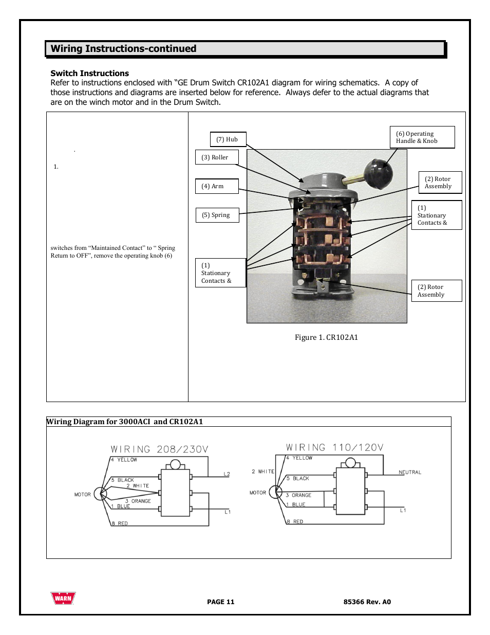 Wiring instructions-continued | WARN 3000 ACI User Manual | Page 11 / 144