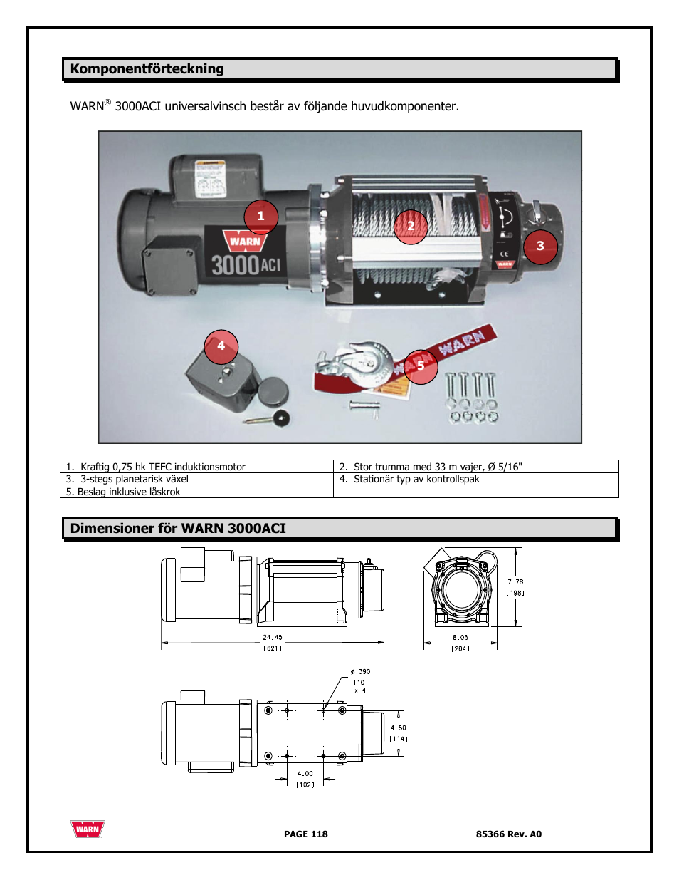 WARN 3000 ACI User Manual | Page 118 / 144