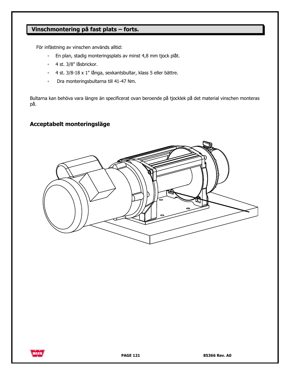 WARN 3000 ACI User Manual | Page 121 / 144