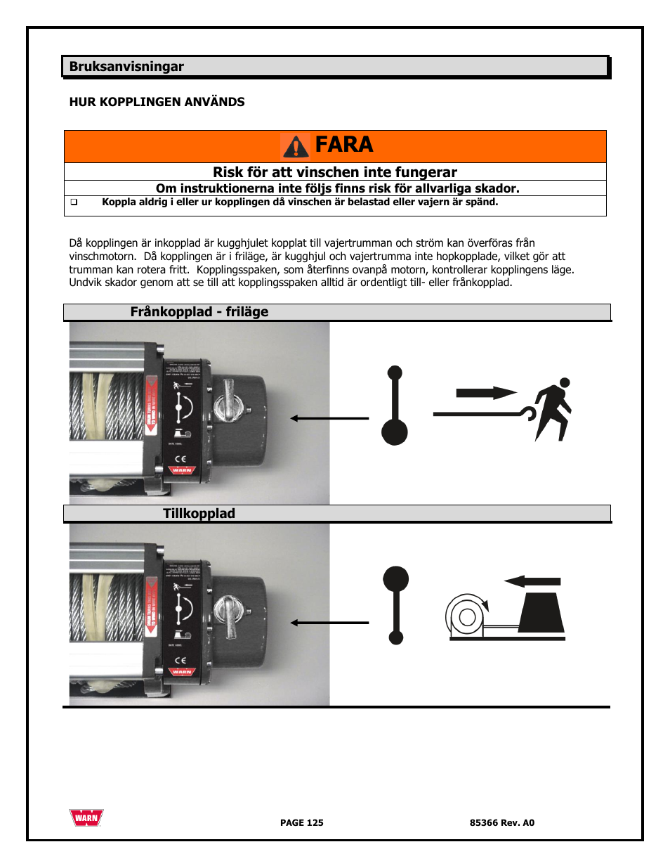 Fara | WARN 3000 ACI User Manual | Page 125 / 144
