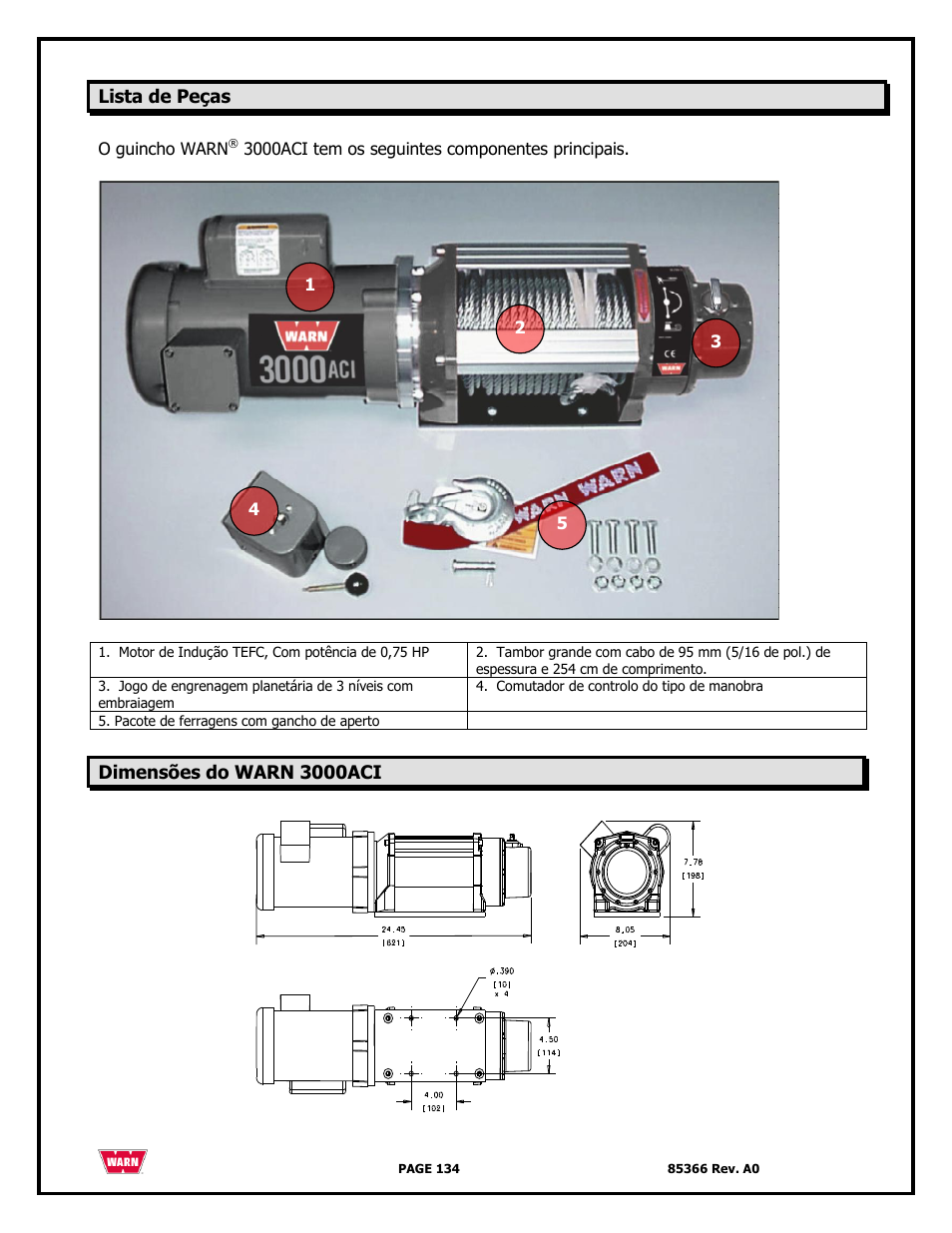 WARN 3000 ACI User Manual | Page 134 / 144