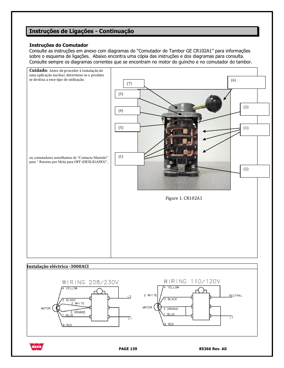 Instruções de ligações - continuação | WARN 3000 ACI User Manual | Page 139 / 144
