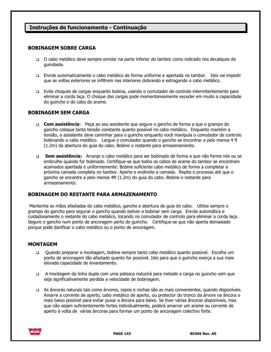 WARN 3000 ACI User Manual | Page 143 / 144