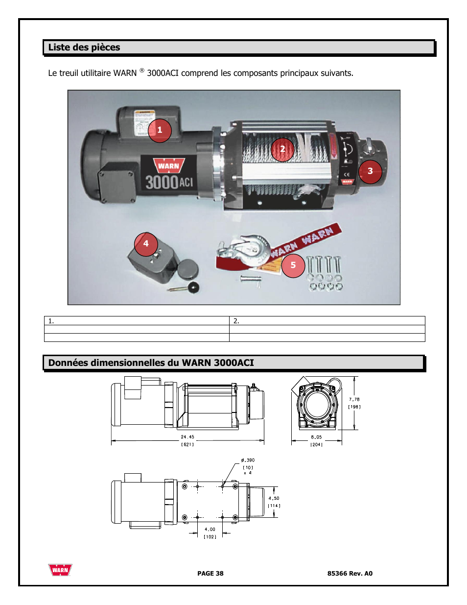 WARN 3000 ACI User Manual | Page 38 / 144
