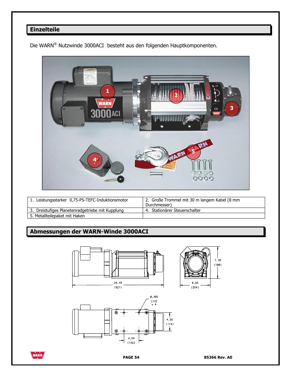 WARN 3000 ACI User Manual | Page 54 / 144